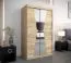 Schiebetürenschrank / Kleiderschrank Naranco 02 mit Spiegel, Farbe: Eiche Sonoma - Abmessungen: 200 x 120 x 62 cm ( H x B x T)