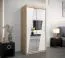 Schiebetürenschrank / Kleiderschrank Guajara 01 mit Spiegel, Farbe: Eiche Sonoma / Weiß matt - Abmessungen: 200 x 100 x 62 cm (H x B x T)