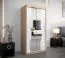 Schiebetürenschrank / Kleiderschrank Robinyera 01 mit Spiegel, Farbe: Eiche Sonoma / Weiß matt - Abmessungen: 200 x 100 x 62 cm ( H x B x T)