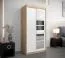 100 cm breiter Kleiderschrank mit 5 Fächern und 2 Türen | Farbe: Sonoma Eiche / Weiß Abbildung