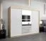250 cm breiter Schiebetürenschrank mit 3 Türen | 10 Fächer | 2 Kleiderstangen | Farbe: Sonoma Eiche / Weiß Abbildung