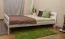 Kinderbett / Jugendbett Kiefer Vollholz massiv weiß lackiert A6, inkl. Lattenrost - Abmessung 140 x 200 cm