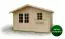 Holz-Gartenhaus 3,48 x 3,98 Meter (inkl. Dach) | Naturbelassen | Satteldach | 34 mm Blockbohlen-Haus Abbildung