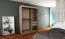 Schiebetürenschrank / Kleiderschrank Jan 03B mit Spiegel, Farbe: Eiche Sonoma / Schwarz - Abmessungen : 200 x 150 x 62 cm ( H x B x T)