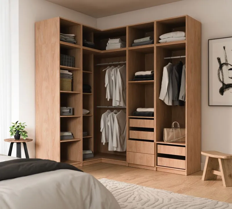 Schrankset für Ankleidezimmer - Set A Aarwangen | Farbe: Eiche Piccini | modernes Finish | Maße: 160 x 55 x 234 cm | individuell konfigurierbar | für Schlafzimmer