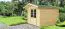 Holz-Gartenhaus 3,48 x 2,98 Meter (inkl. Dach) | Naturbelassen | Satteldach | 34 mm Blockbohlen-Haus Abbildung