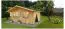 Holz-Gartenhaus 3,98 x 4,46 Meter (inkl. Dach) | Naturbelassen | Satteldach | 44 mm Blockbohlen-Haus Abbildung