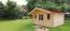 Holz-Gartenhaus 3,98 x 4,98 Meter (inkl. Dach) | Naturbelassen | Satteldach | 34 mm Blockbohlen-Haus Abbildung