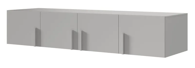 Schrankaufsatz für Kleiderschrank Edegem 01 | 200 x 61 x 40 cm | Farbe: Platingrau | 4 Türen | 3 Fächer | ABS-Kanten