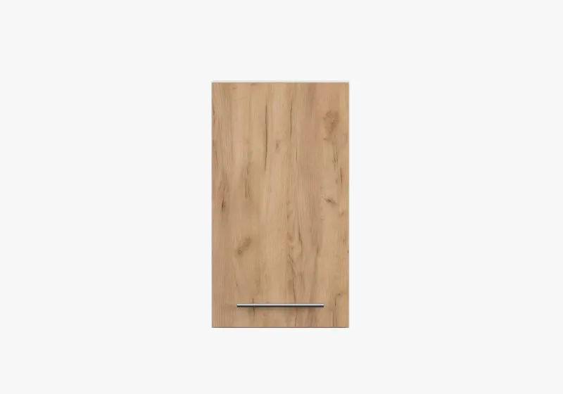 Hängeschrank / Drehtürenschrank | Braun / Weiß | Parnassus 04 | 1 Türe | Griffe: Metall | 71,5 x 40 x 29 cm | Metallgriffe silberfarben | Holzoptik
