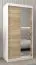 Schiebetürenschrank / Kleiderschrank Jan 01B mit Spiegel, Farbe: Weiß matt / Eiche Sonoma - Abmessungen: 200 x 100 x 62 cm ( H x B x T)