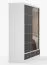 Schiebetürenschrank / Kleiderschrank mit Spiegel Schwarz / Weiß | Lusatian 16 | 218 x 203 x 61 cm | 2 Türen | 3 Schubladen | 12 Fächer | viel Stauraum