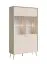 Vitrine | zwei Glaseinlegeböden | Farbe: Beige | 10 Fächer | inkl. LED-Beleuchtung | Griffe & Beine: Gold | Maße: 105,5 x 40,5 x 191 cm | elegantes Design