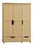 Kleiderschrank | 3 Drehtüren | 2 Schubladen | 4 Fächer | mit Kleiderstange | 133 cm breit | Massivholz | Farbe: Natur Abbildung
