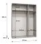Drehtürenschrank mit 1,5 Meter breite | Farbe: Walnuss | drei Türen | Soft-Close-Funktion | zwei Fächer | Griffe: Silber | zwei Kleiderstangen | Kleiderschrank
