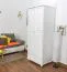 Schmaler Kleiderschrank | 2 Drehtüren | 2 Schubladen | 1 Fach | mit Kleiderstange | 80 cm breit | Massivholz | Farbe: Weiß Abbildung