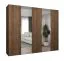 Kleiderschrank mit zwei Spiegeltüren | Farbe: Walnuss | Soft-Close-Funktion | drei Kleiderstangen | 2,5 Meter breit | Griffe: Silber | Drehtürenschrank
