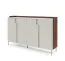 Wohnzimmer Set D | 3-teilig | Farbe: Kaschmir / Alba-Walnuss | Push-to-open Funktion | Beine aus Metall | 1 Regal | 1 langes Sideboard | 1 kurzes Sideboard