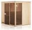 Elementsauna Kawir 68 mm mit 2 Sichtfenstern und Dachkranz - Außenmaße (B x T x H): 194 x 194 x 199 cm