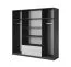 Kleiderschrank | 4 Drehtüren | 2 Schubladen | 8 Fächer | mit 2 Kleiderstangen | 200 cm breit | Farbe: Grau / Weiß Abbildung