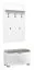 Garderobe mit Sitzbank Sabadell 04, Farbe: Weiß / Weiß Hochglanz - 209 x 80 x 38 cm (H x B x T)