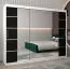 Schiebetürenschrank / Kleiderschrank Jan 06D mit Spiegel, Farbe: Weiß matt / Schwarz - Abmessungen: 200 x 250 x 62 cm (H x B x T)