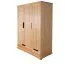 Kleiderschrank / Drehtürenschrank Kiefer massiv Vollholz natur 009 - Abmessung 190 x 133 x 60 cm (H x B x T)