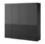 Kleiderschrank Bainton 02, Farbe: Schwarz, 200 x 101 x 51 cm, 6 Fächer, 2 Kleiderstangen, viel Stauraum, elegantes Design, langlebig