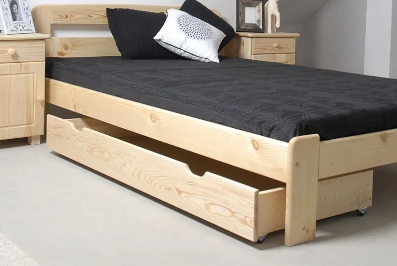 Schublade für Bett - Kiefer Vollholz massiv natur 002- Abmessung 17 x 150 x 57 cm (H x B x T)