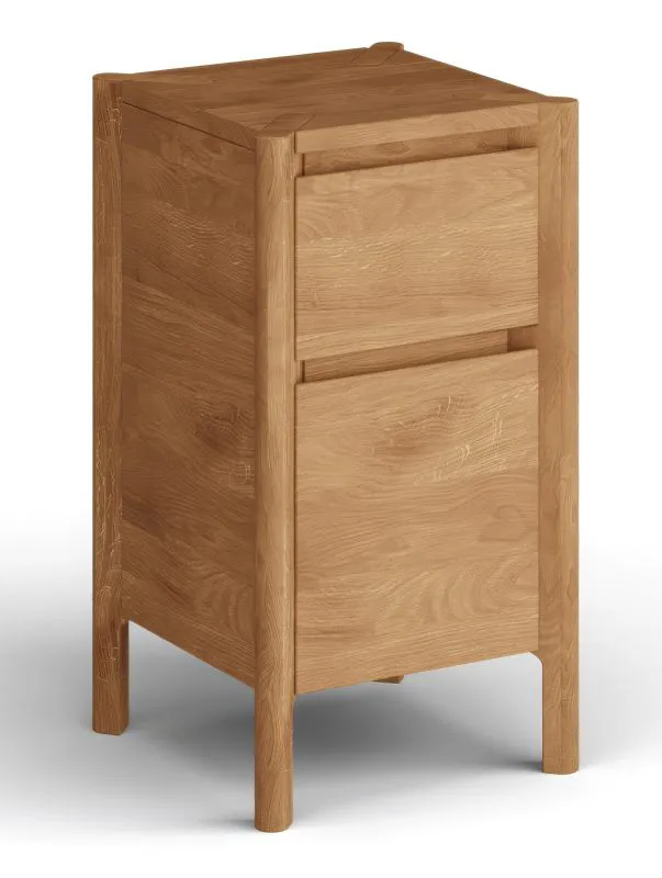 Nachtkommode | kleine Kommode | Beistellkommode | 33 x 33 x 60 cm | Massivholz | 1 Schublade | Soft Close System | Eichenholz geölt | 2 Fächer | Farbe: Eiche | Seille 15