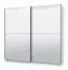 Kleiderschrank Bogati 03, Schwebetürenschrank, Farbe: Weiß / Weiß Hochglanz, zwei Spiegeltüren, zwei Kleiderstangen, Maße: 210 x 217 x 62,5 cm