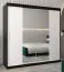 Schiebetürenschrank / Kleiderschrank Bisaurin 5B mit Spiegel, Farbe: Schwarz / Weiß matt - Abmessungen: 200 x 200 x 62 cm ( H x B x T)