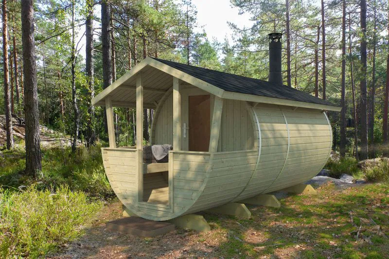Saunafass Schlafkogel 03 - Abmessungen: 400 x 200 x 224 (B x T x H), Grundfläche: 8 m²