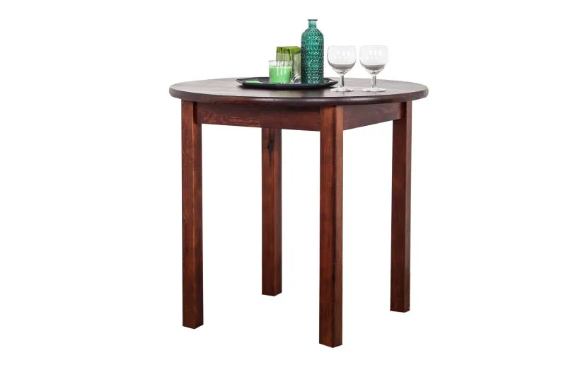 Tisch Kiefer massiv Vollholz Walnussfarben Junco 234B (rund) - Durchmesser 80 cm