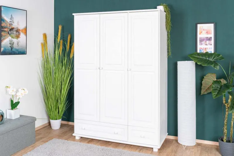 Weißer Massivholz Kleiderschrank