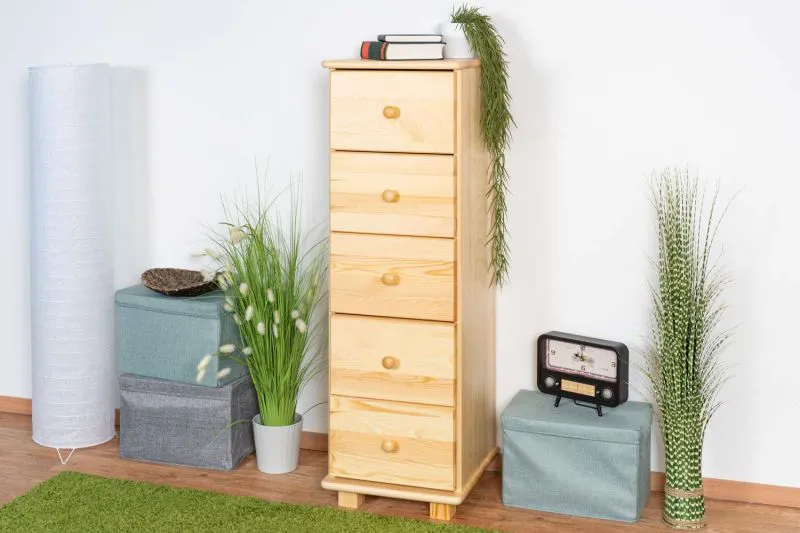 Kommode Kiefer massiv Vollholz natur 032 - Abmessung  122 x 40 x 42 cm (H x B x T)
