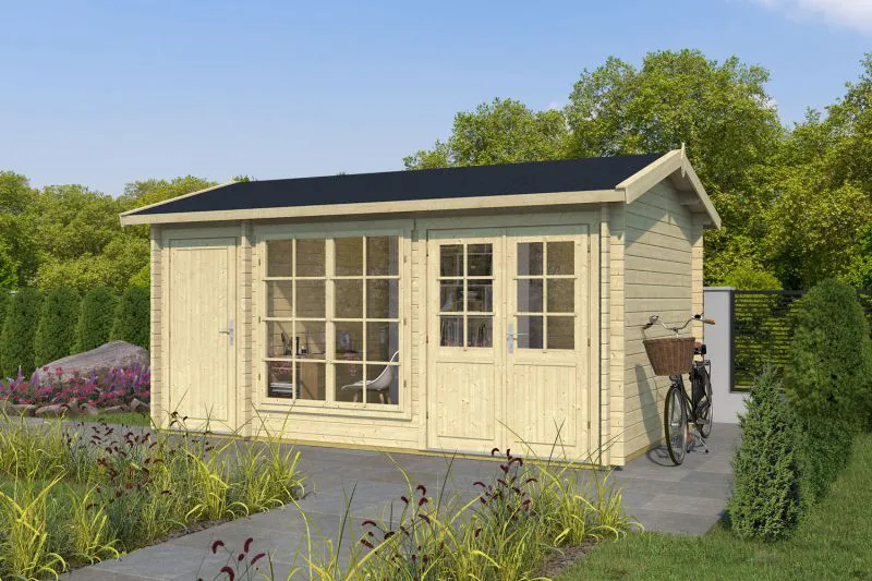 Gartenhaus Schönwetter inkl. Fußboden - 40 mm Blockbohlenhaus, Grundfläche: 12,4 m², Satteldach