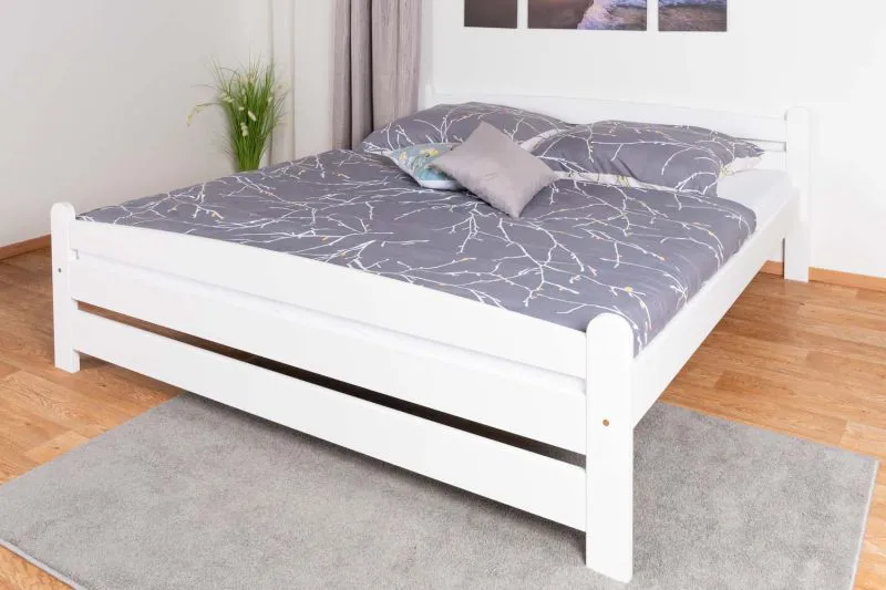 Weißes Jugendbett Buche Vollholz 118, inkl. Lattenrost, Matratzenmaße 180 x 200 cm, hochwertig verarbeitet, elegantes Design, langlebig