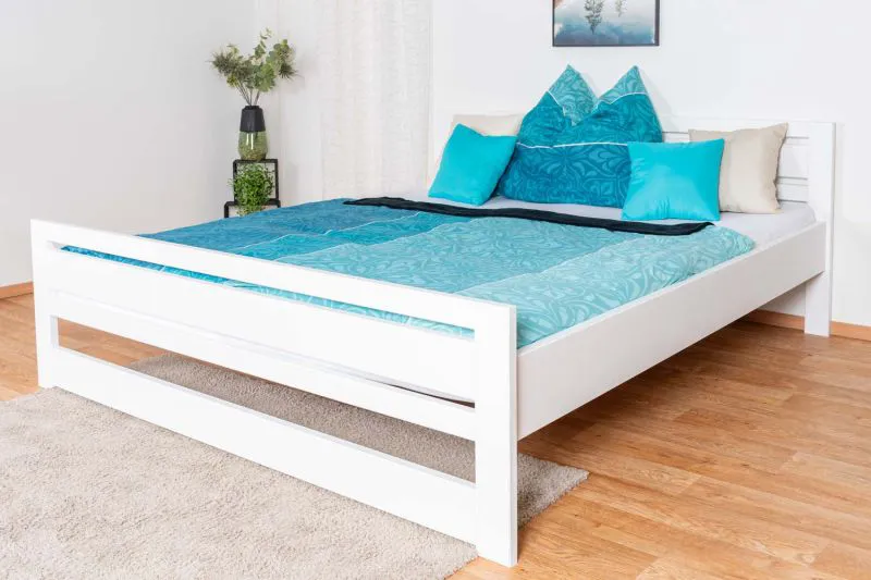 Weißes Jugendbett Kiefer Vollholz 71, inkl. Lattenrost, Matratzenmaße 180 x 200 cm, ansprechendes Design, gut kombinierbar, robust