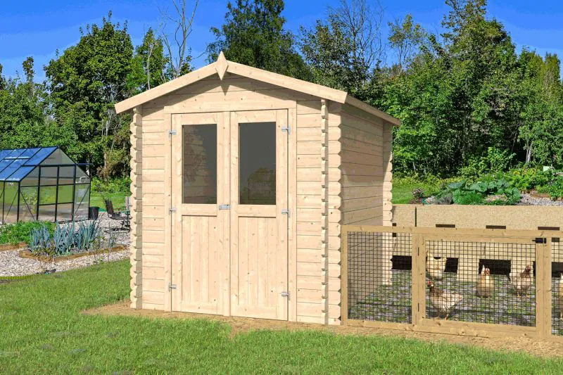 Gartenhaus Krimml - 2,12 x 2,30 Meter aus 19 mm Blockbohlen inkl. Massivholzdach und Dachpappe