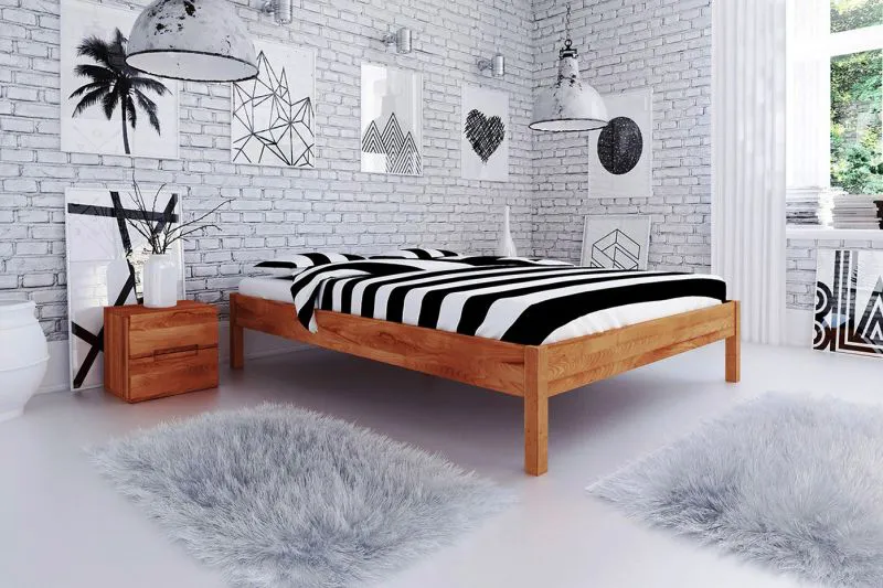 Buche-Bett massiv | 200 x 200 cm | Kernbuche | Geölt | Natur Abbildung
