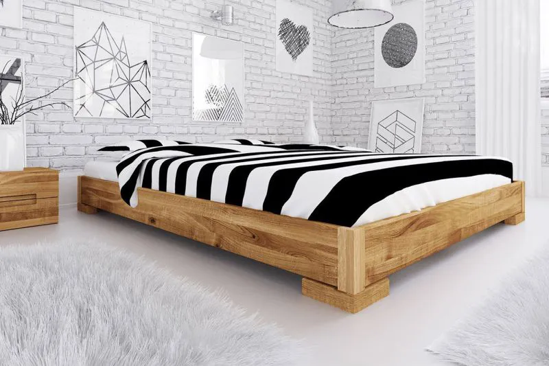Eiche-Bett massiv | 90 x 200 cm | Wildeiche | Geölt | Natur Abbildung
