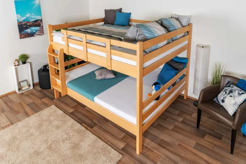 Etagenbett für Kinder 160 x 200 cm | Massivholz: Buche | Natur Lackiert | umbaubar in 2 Einzelbetten | inkl. Rollroste Abbildung