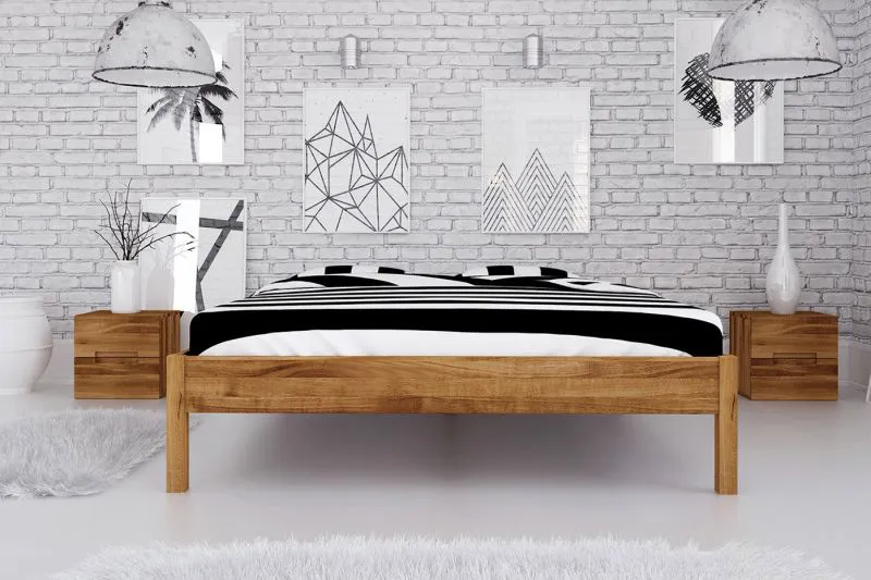 Eiche-Bett massiv | 200 x 200 cm | Wildeiche | Geölt | Natur Abbildung