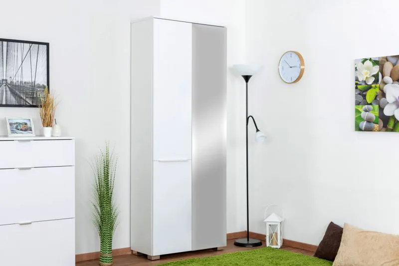 80 cm breiter Kleiderschrank mit 2 Türen | Farbe: Weiß Abbildung