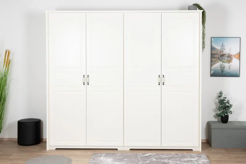 Großer 251 cm breiter Kleiderschrank mit 4 Türen | Farbe: Elfenbein Abbildung