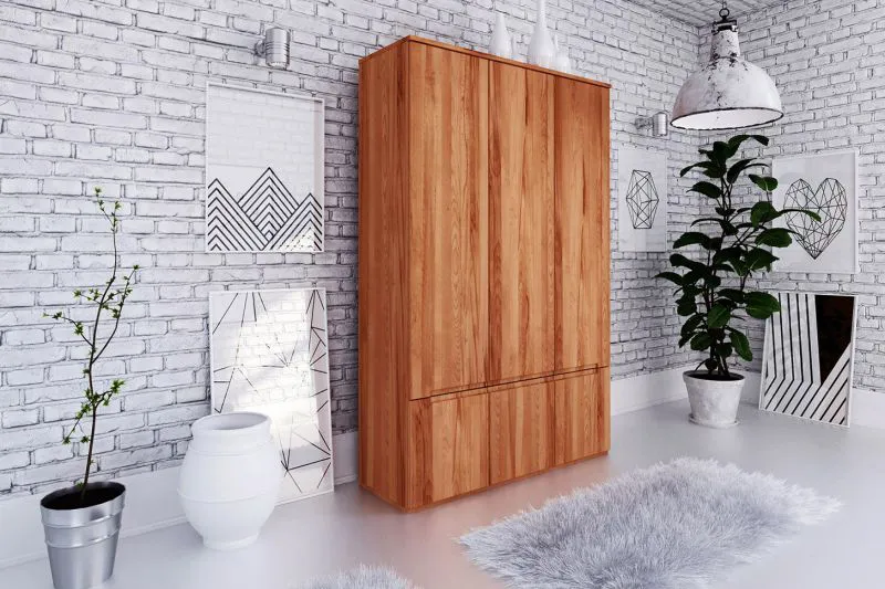 135 cm breiter Kleiderschrank mit 3 Türen | Farbe: Natur Abbildung