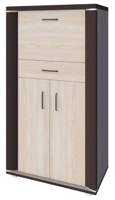 Schrank Aitape 05, Farbe: Sonoma Eiche dunkel / Sonoma Eiche hell - Abmessungen: 145 x 80 x 40 cm (H x B x T)