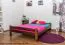 Jugendbett Kiefer Vollholz massiv Nussfarben A11, inkl. Lattenrost - Abmessung 160 x 200 cm