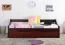 Jugendbett / Funktionsbett Kiefer massiv Vollholz Walnussfarben 93, inkl. Lattenrost - 90 x 200 cm (B x L)